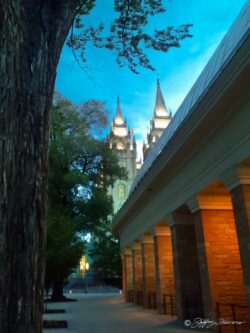 Salt Lake Temple Spires From Tabernacle Sidewalk