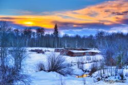 Sunset Over Winter Wagons