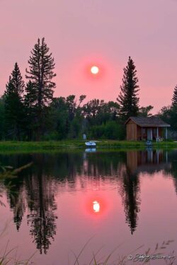 Summer Sunset Over Pond