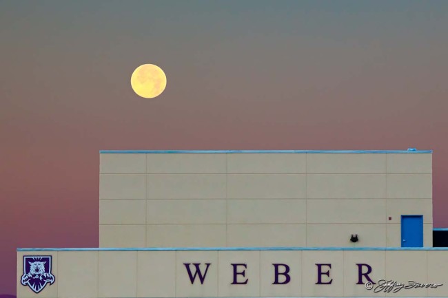 Moonset Over Weber Stadium - Ogden, Utah