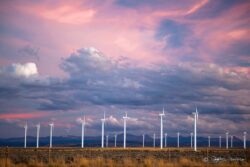 Sunset Colors Over Wind Turbines