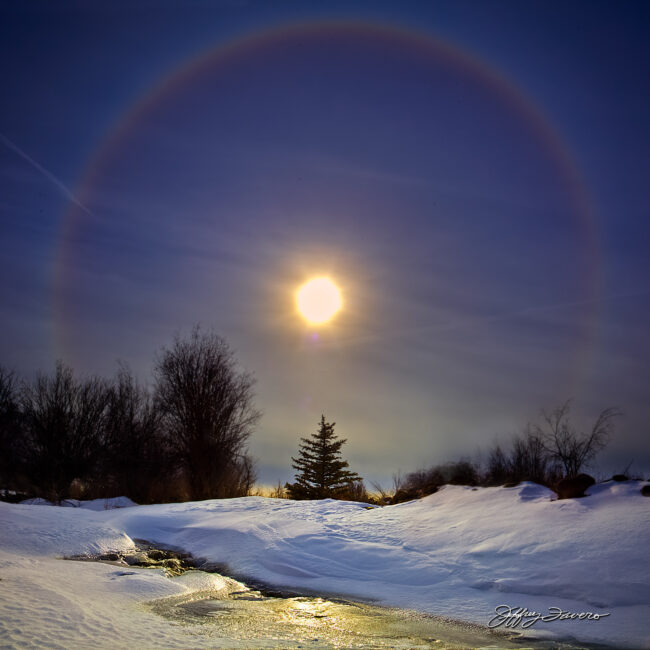 Sunbow Over Frozen Stream