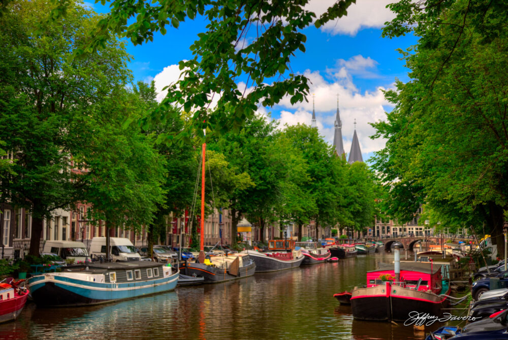 Boats and Spires - Amsterdam